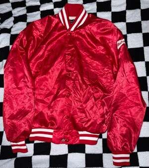 Vintage Budweiser King of Beers Satin Varsity Jacket Red